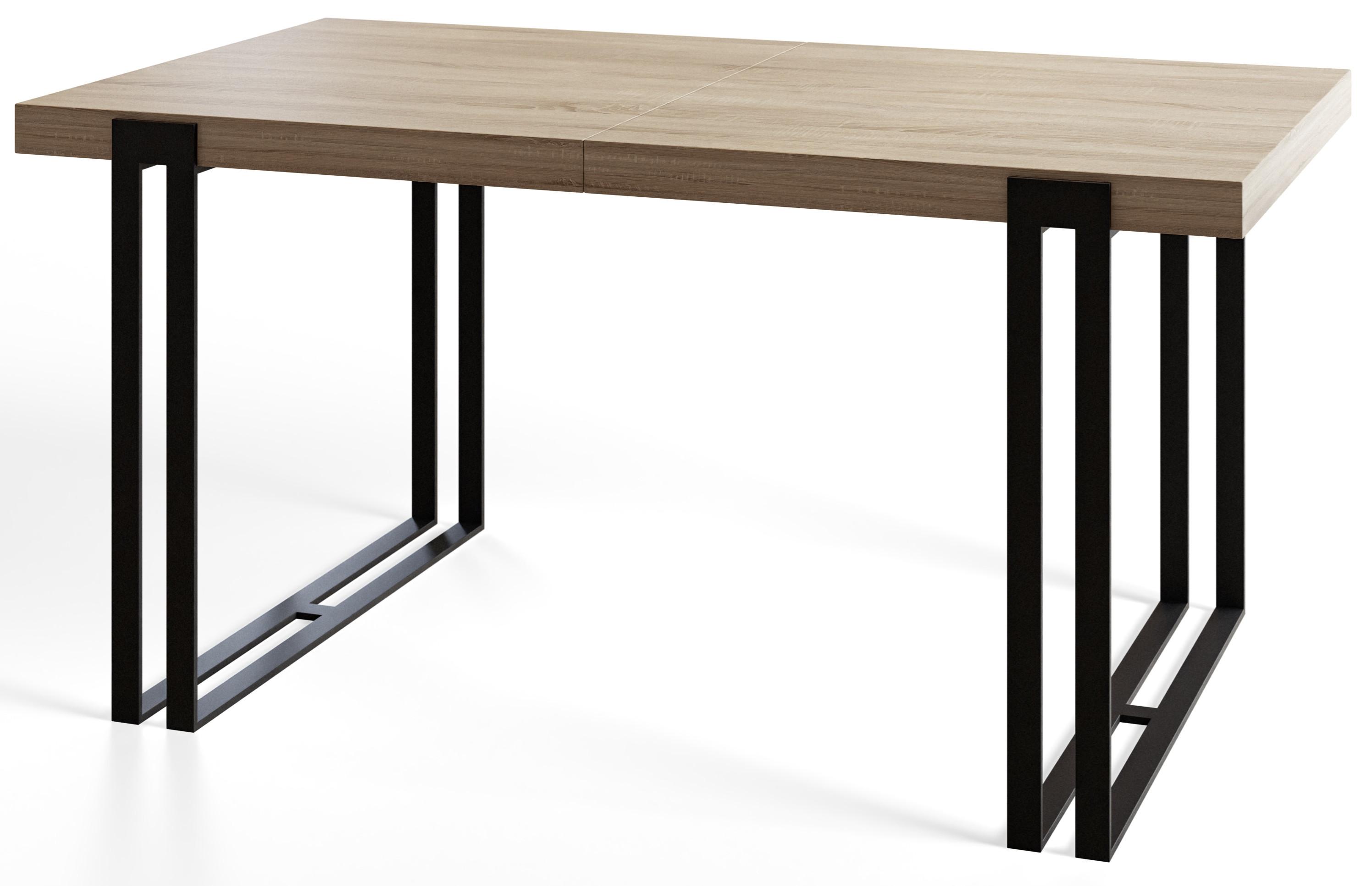 RECHTECKIGER Esszimmertisch ROSA, Größe: 140X80X77 cm, Wohnzimmertisch Farbe: SONOMA, mit Metallbeinen in Farbe Schwarz - Schwarz/Sonoma Eiche, Holzwerkstoff (140/80/77cm) - Alpi-Möbel