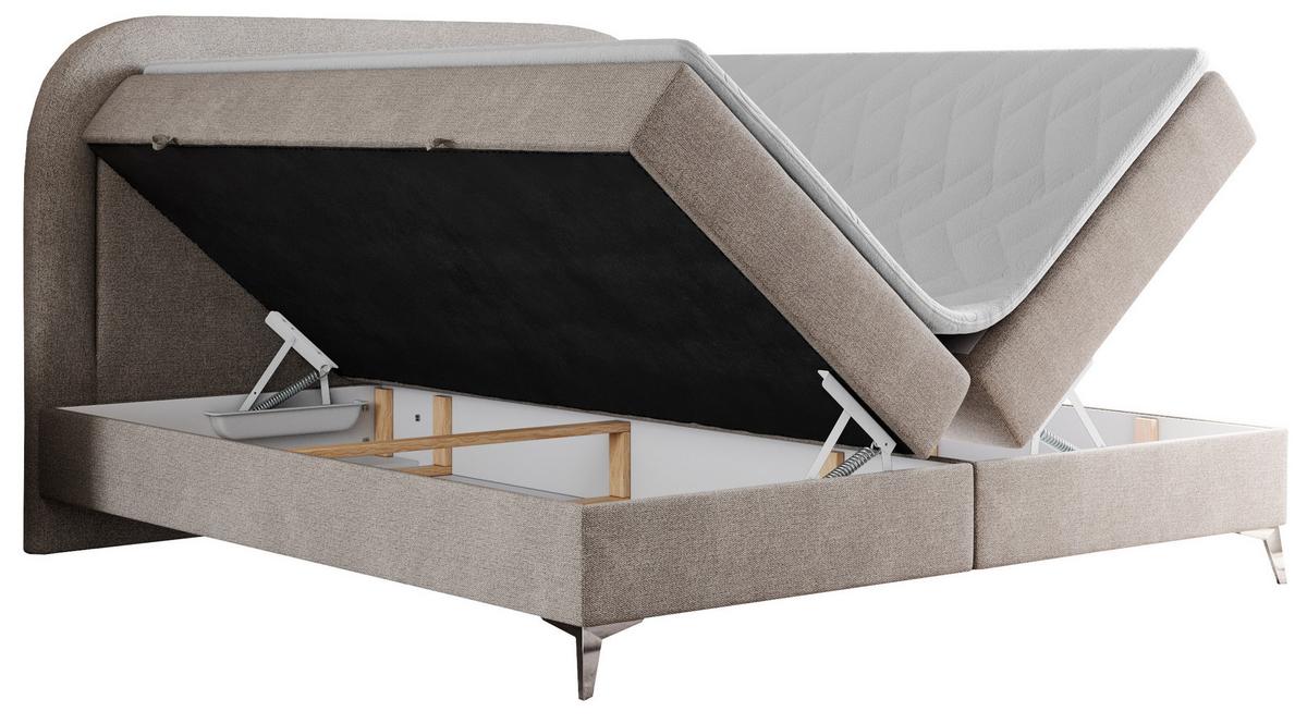 BOXBETT EIRA 120/200 Beige Struktur - H4 - Beige/Silberfarben, Holz/Textil (120/200cm) - MKS