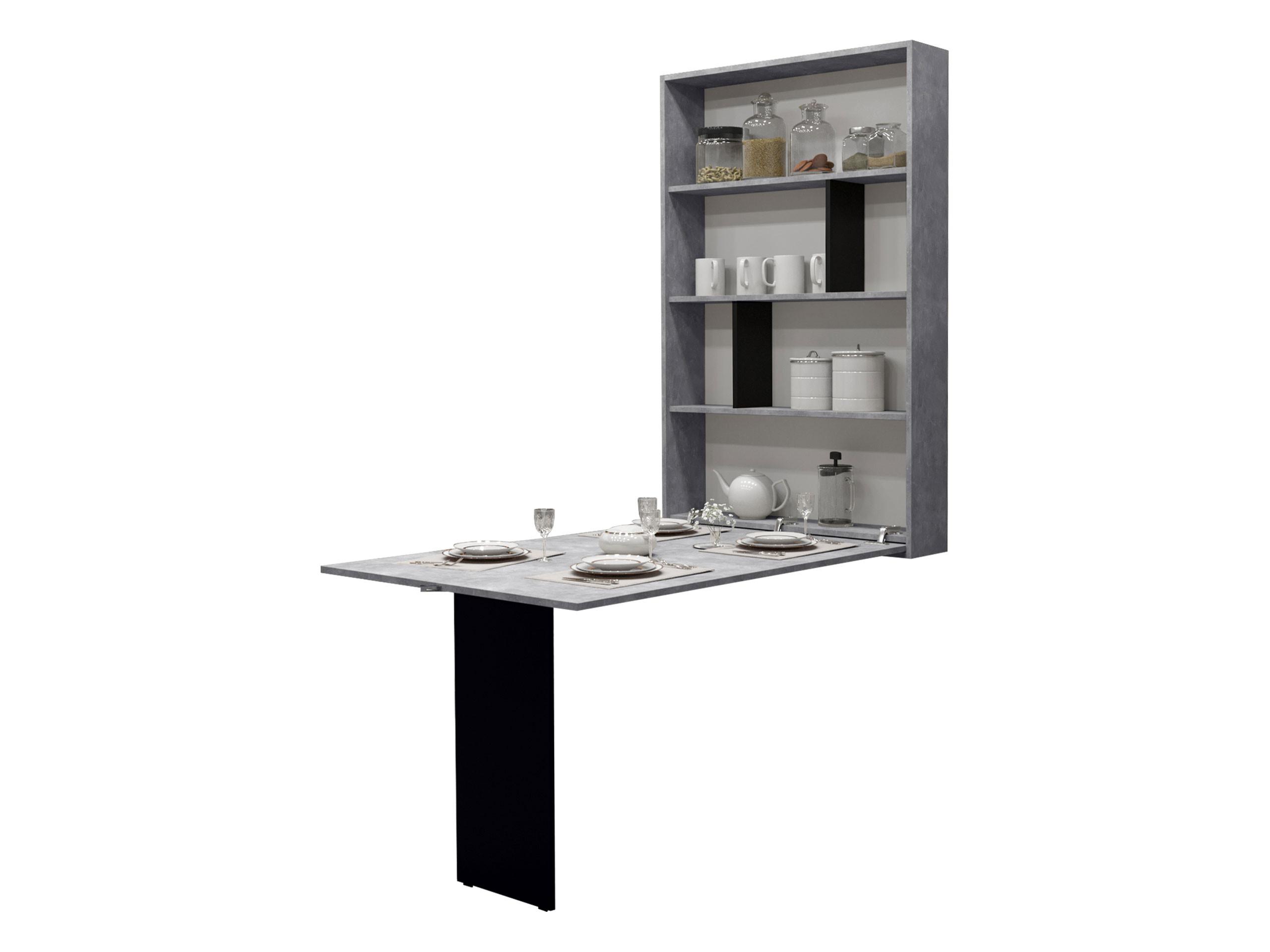 WANDKLAPPTISCH Abi - Schwarz/Grau, Holzwerkstoff (85/203/19cm) - MIRJAN24
