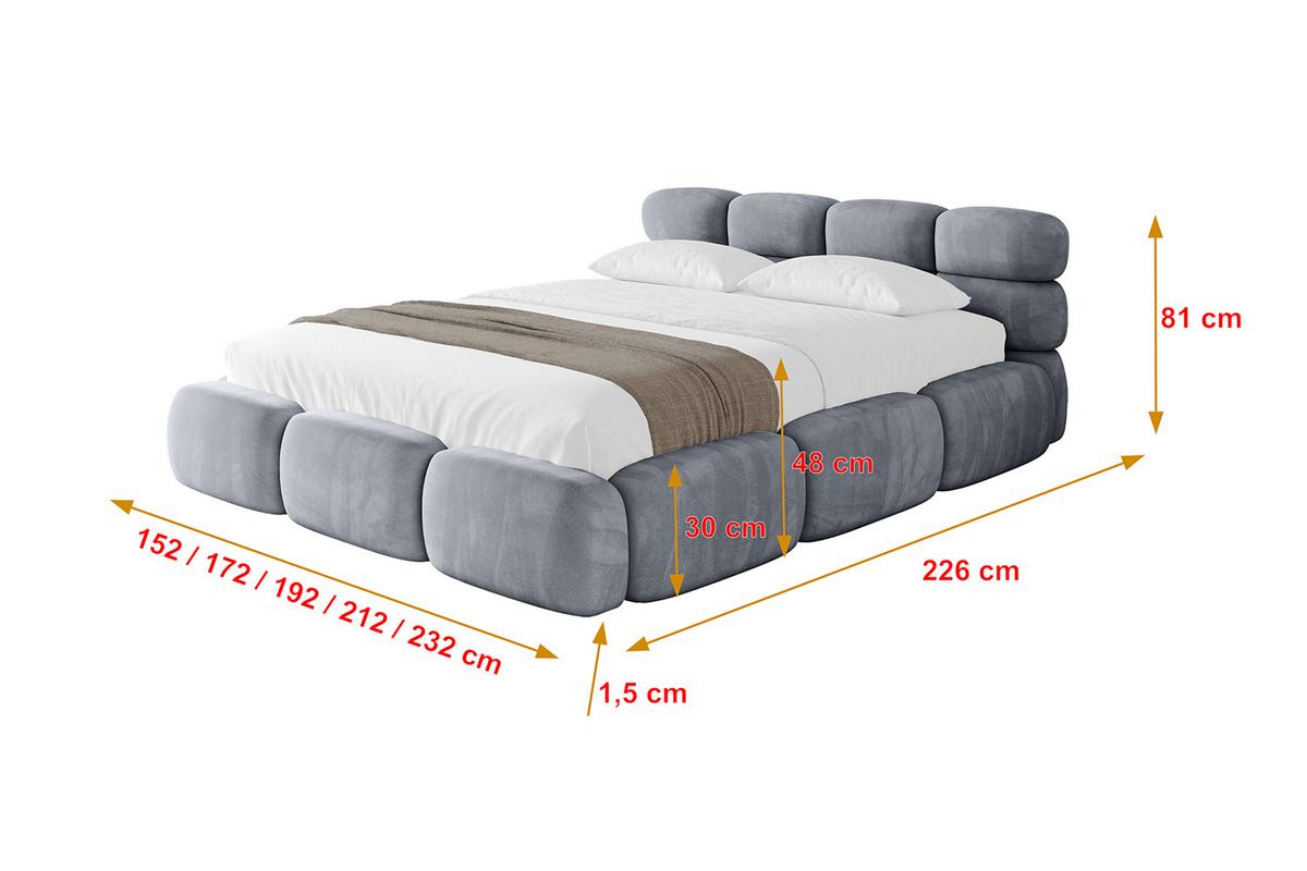 POLSTERBETT mit Bettkasten und Lattenrost, Boxbett ohne Matratze - NOMA 140x200 Grau - Grau, Holzwerkstoff/Textil (140/200cm) - ALTDECOR