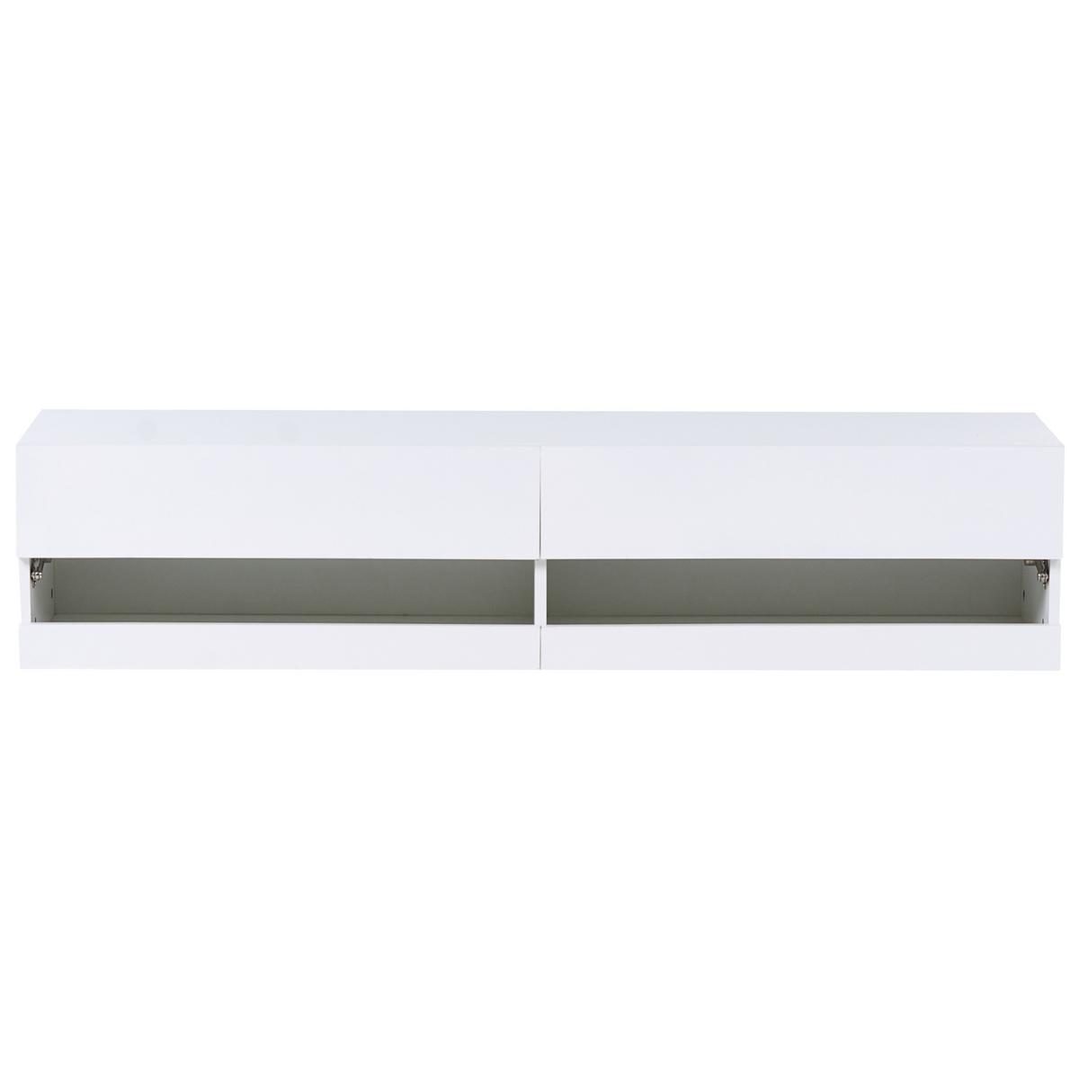TV-MÖBEL mit LED-Beleuchtung Weiß Edmonton - Weiß, Holzwerkstoff (140/30/35cm) - Beliani