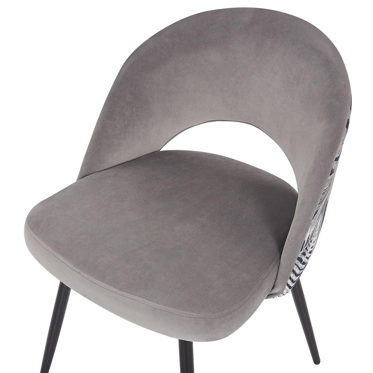 ESSZIMMERSTUHL 2er-Set Samtstoff Grau Vivian - Grau, Textil/Metall (52/77/56cm) - Beliani
