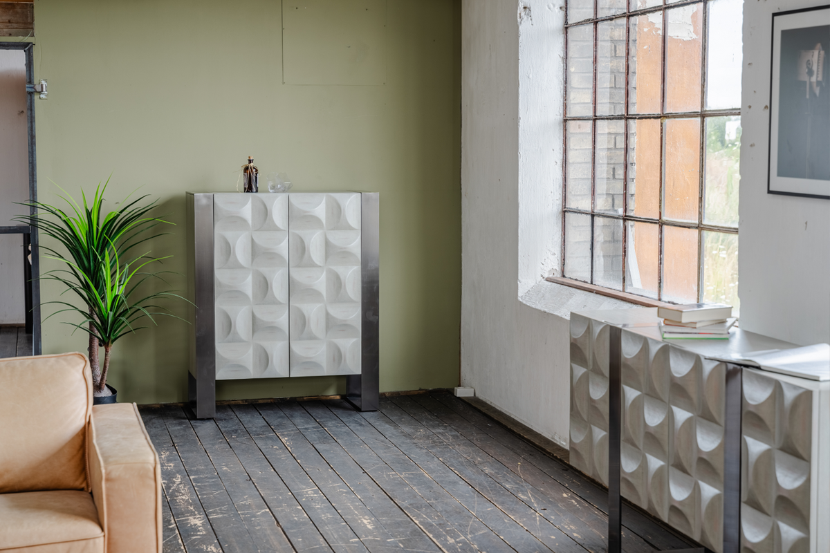 HIGHBOARD MARGO Grau Holz, Metall - Grau, Holzwerkstoff/Metall (100/120/40cm) - KAWOLA