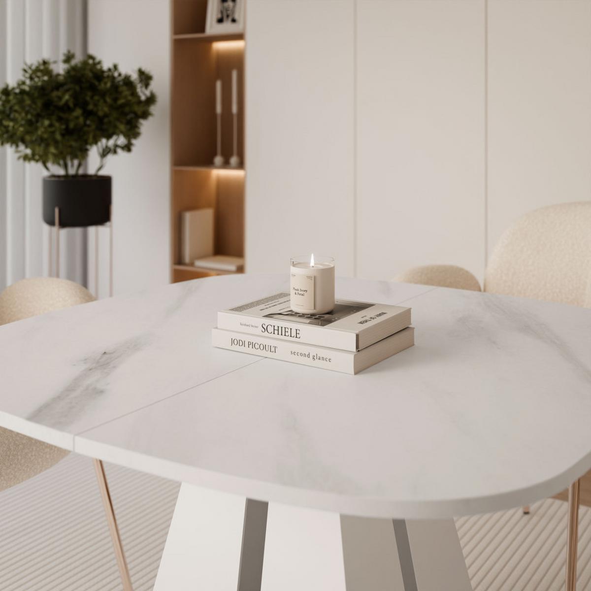 AUSZIEHTISCH ZELO 120/60/76 cm, Weiß / Bianco (Weiß) - Perlmutt/Weiß, Holzwerkstoff/Metall (60/120/76cm) - Idohome