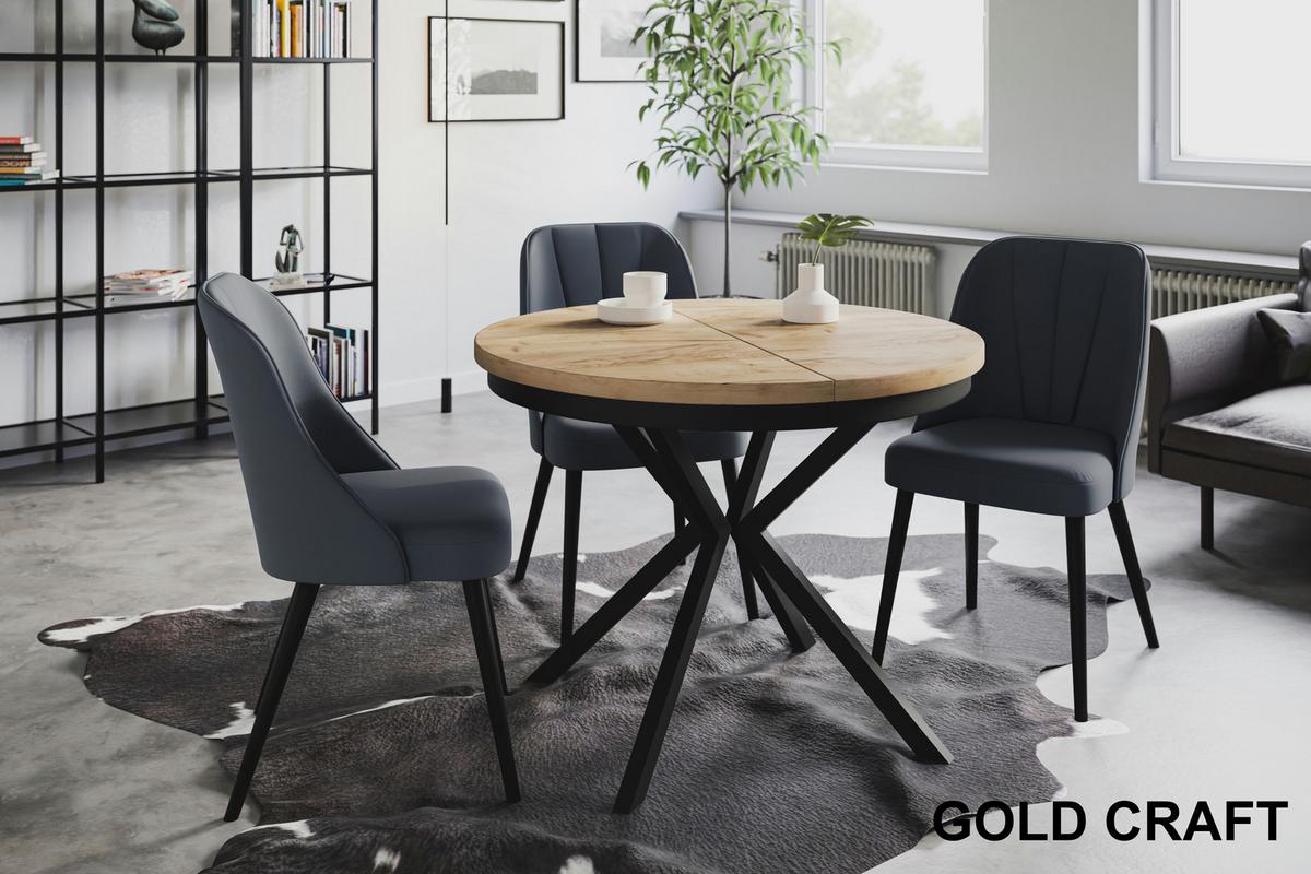 RUNDER Esszimmertisch BERGO, ausziehbarer Tisch Durchmesser: 100 cm/180 cm, Wohnzimmertisch Farbe: Braun, mit Metallbeinen in Farbe Schwarz - Schwarz/Braun, Holzwerkstoff (100/100/76cm) - Alpi-Möbel