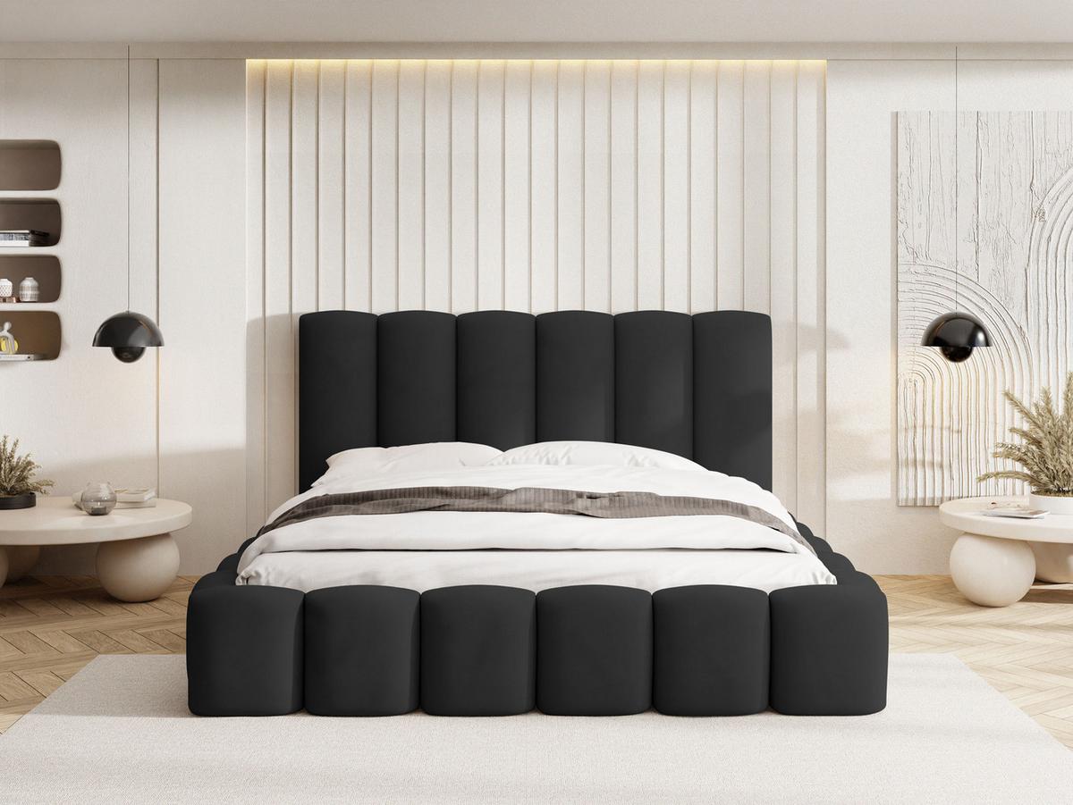 POLSTERBETT Serenity mit Bettkasten, Schwarz Samt 200x200 cm - Schwarz Hochglanz/Schwarz, Holzwerkstoff/Kunststoff (200/200cm) - WFL GROUP