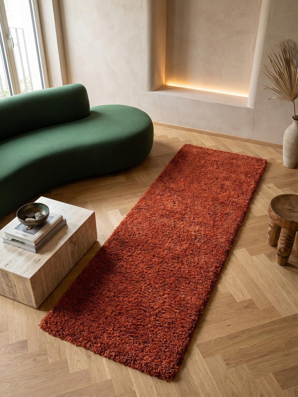 HOCHFLORTEPPICH RHEIN, einfarbig, aus Polypropylen, Terrakotta, 80 x 150 cm - Orange, Textil (150/80cm) - KADIMA DESIGN