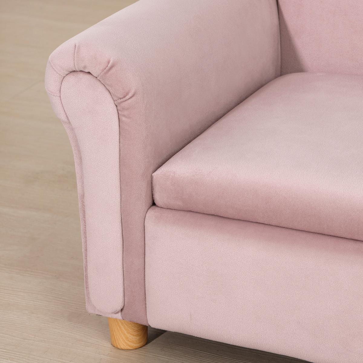 KINDERSOFA Kindercouch mit Stauraum, Spielsofa, Zweisitzer für Kinder 3-5 Jahre - Rosa, Kunststoff (41.5/48.5/84cm) - HOMCOM