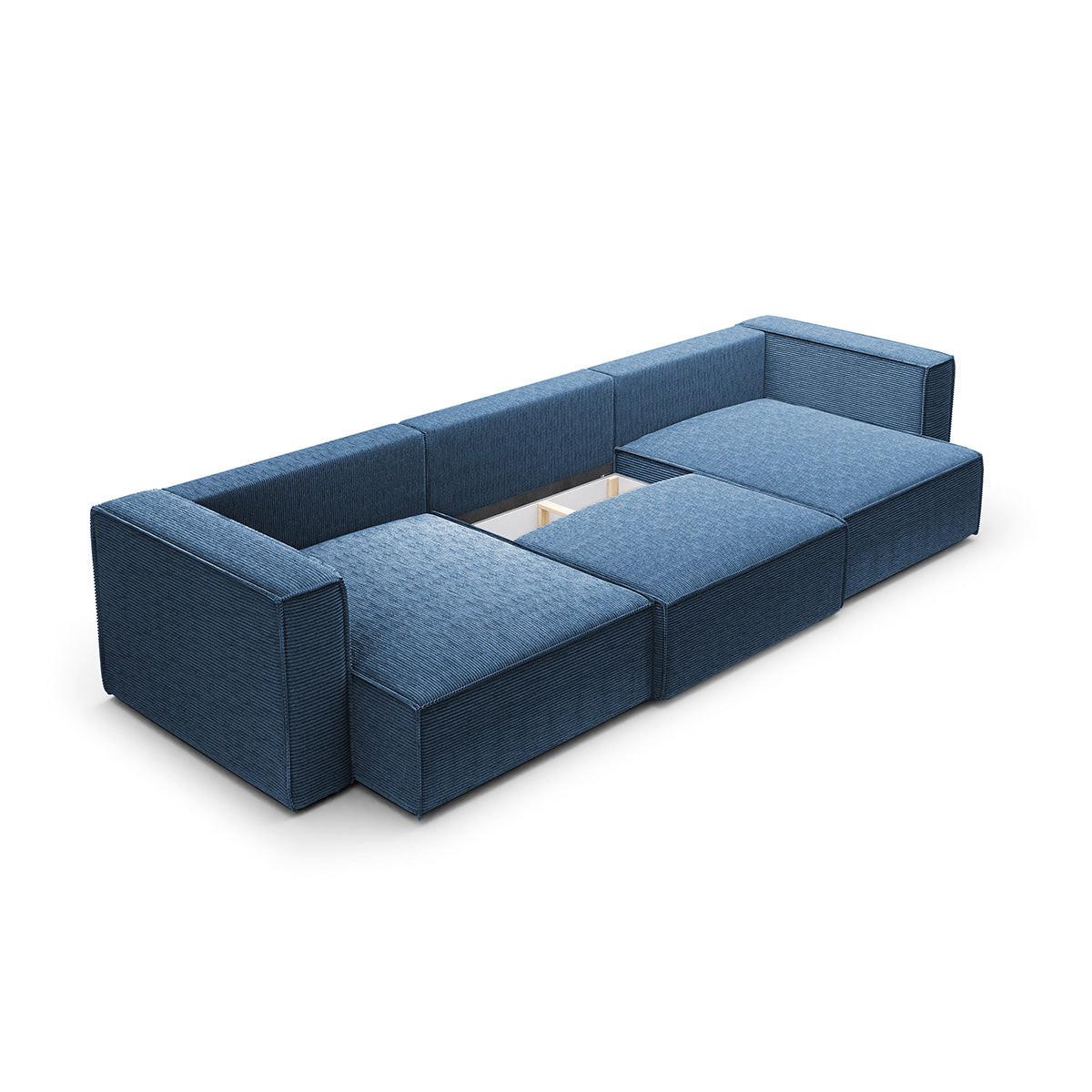 PANORAMASOFA Jimmy 5 Sitzplätze Blau - Blau, Holz (348/77/148cm) - Petits-meubles