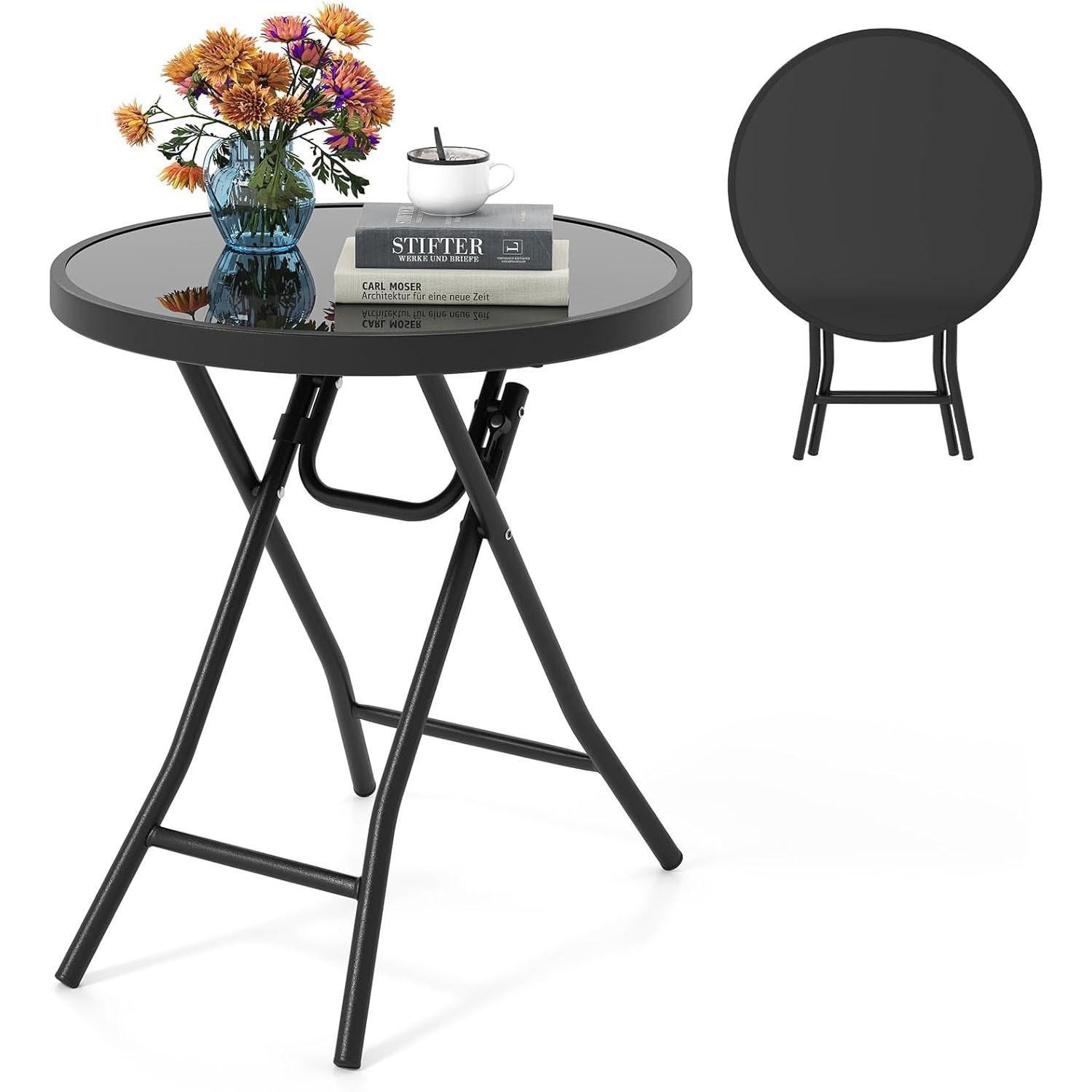 BEISTELLTISCH Schwarz - Schwarz, Metall (46/46/48cm) - COSTWAY