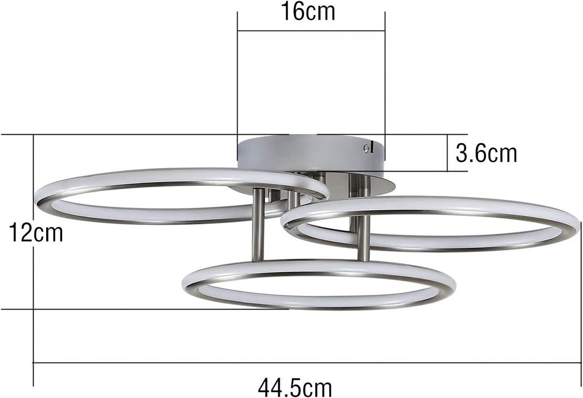 LED-DECKENLEUCHTE Luster 35/44.5/12cm - Silberfarben, Metall (44.5/35/12cm) - Nettlife