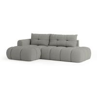ECKSOFA FLUMA L-S Hellgrau Boucle-Stoff mit Schlaffunktion - Hellgrau, Holz (279/158cm) - MASSENO