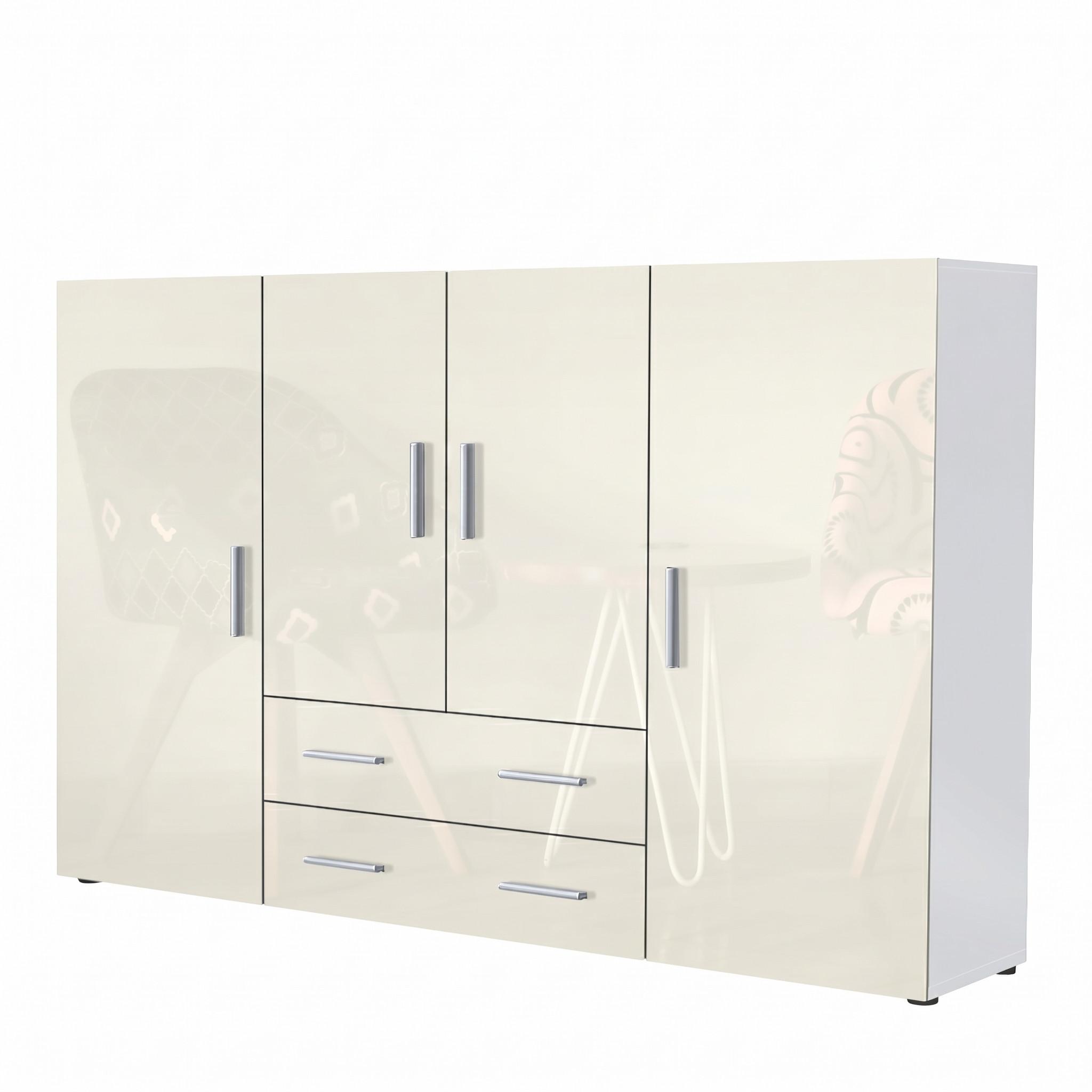 HIGHBOARD Nora Front in Creme Hochglanz - Creme, Holzwerkstoff (166/106/35cm) - Vladon