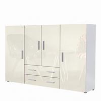 HIGHBOARD Nora Front in Creme Hochglanz - Creme, Holzwerkstoff (166/106/35cm) - Vladon