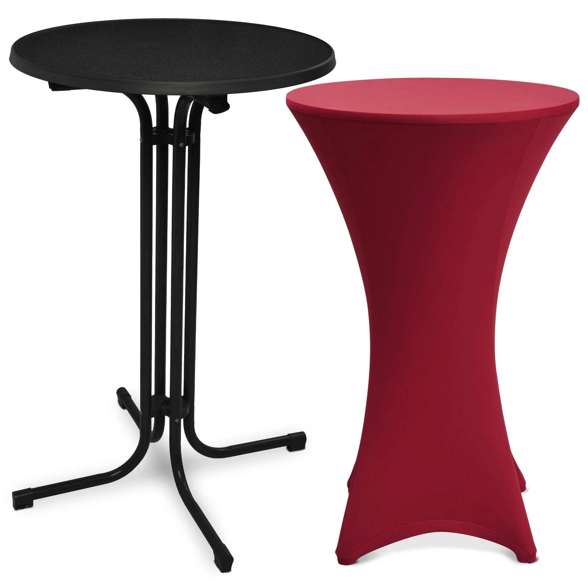 STEHTISCH Bellini Ø 60cm Schwarz mit Stella Stehtischhusse Ø 60cm Bordeaux - Bordeaux/Schwarz, Metall (60/60/110cm) - Beautissu 