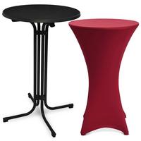 STEHTISCH Bellini Ø 60cm Schwarz mit Stella Stehtischhusse Ø 60cm Bordeaux - Bordeaux/Schwarz, Metall (60/60/110cm) - Beautissu 
