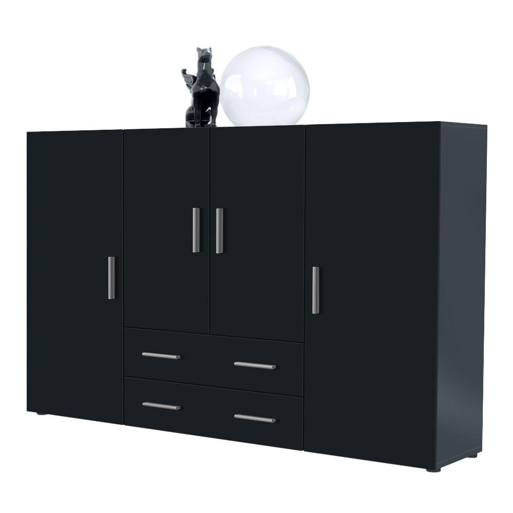 HIGHBOARD Nora Türen in Schwarz matt - Schwarz, Holzwerkstoff (166/106/35cm) - Vladon