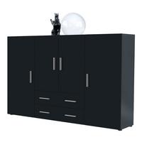 HIGHBOARD Nora Türen in Schwarz matt - Schwarz, Holzwerkstoff (166/106/35cm) - Vladon
