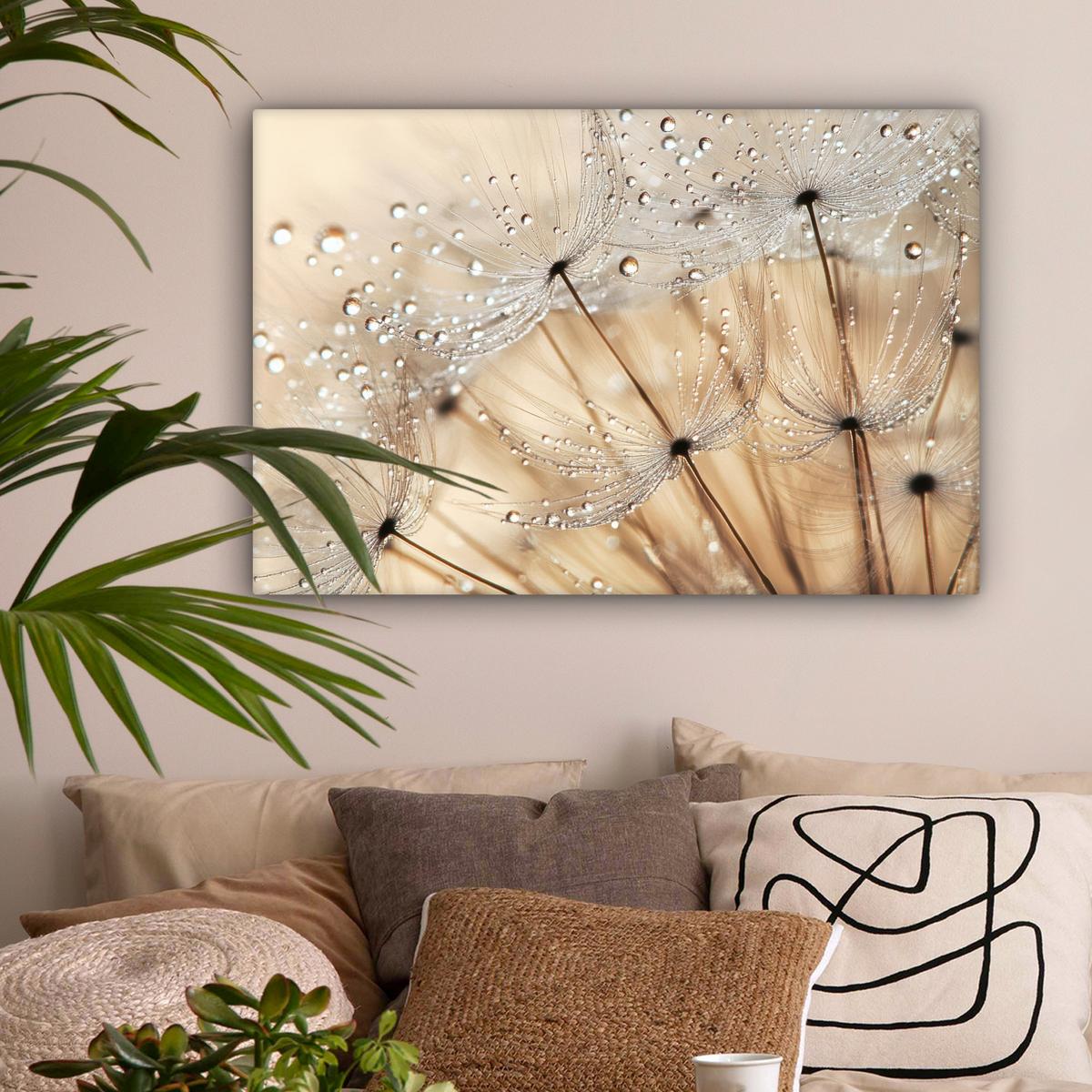 LEINWANDBILD Löwenzahn - Abstrakt - Natur - Beige Gemälde 60x40 cm - Braun, Textil (60/40cm) - MuchoWow