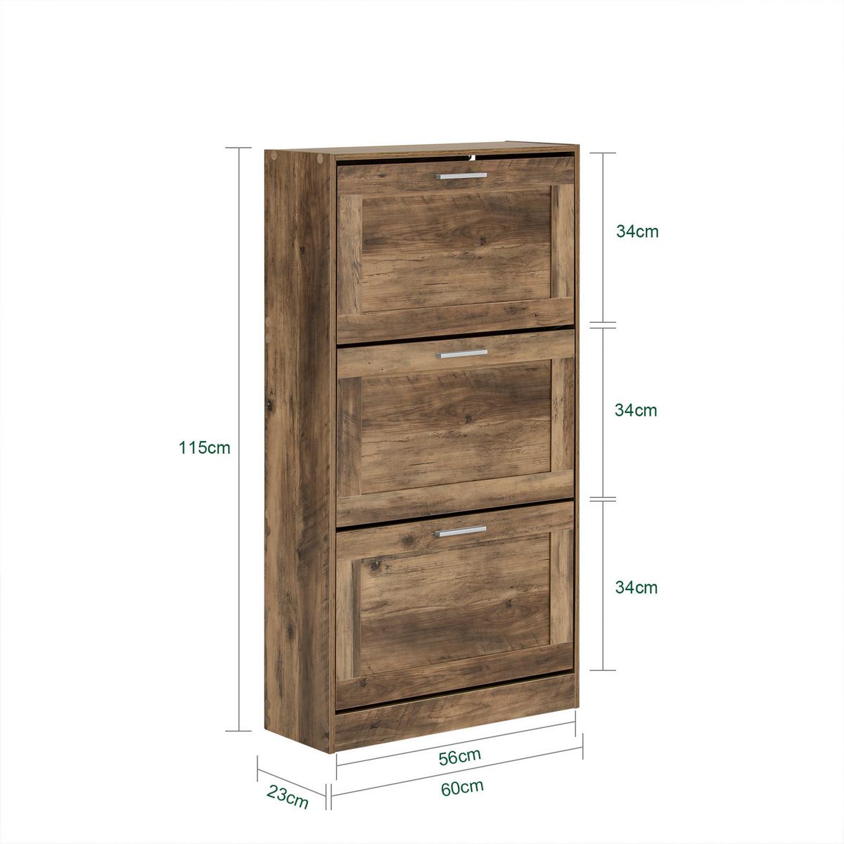 SCHUHSCHRANK Braun - Braun, Holzwerkstoff (60/115/23cm) - SoBuy