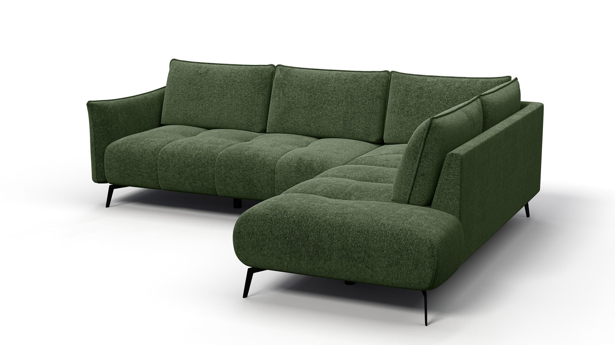 ECKSOFA AERA 5-Sitzer rechts, dunkelgrün - Dunkelgrün/Schwarz, Holz/Textil (268/206cm) - Wozimo