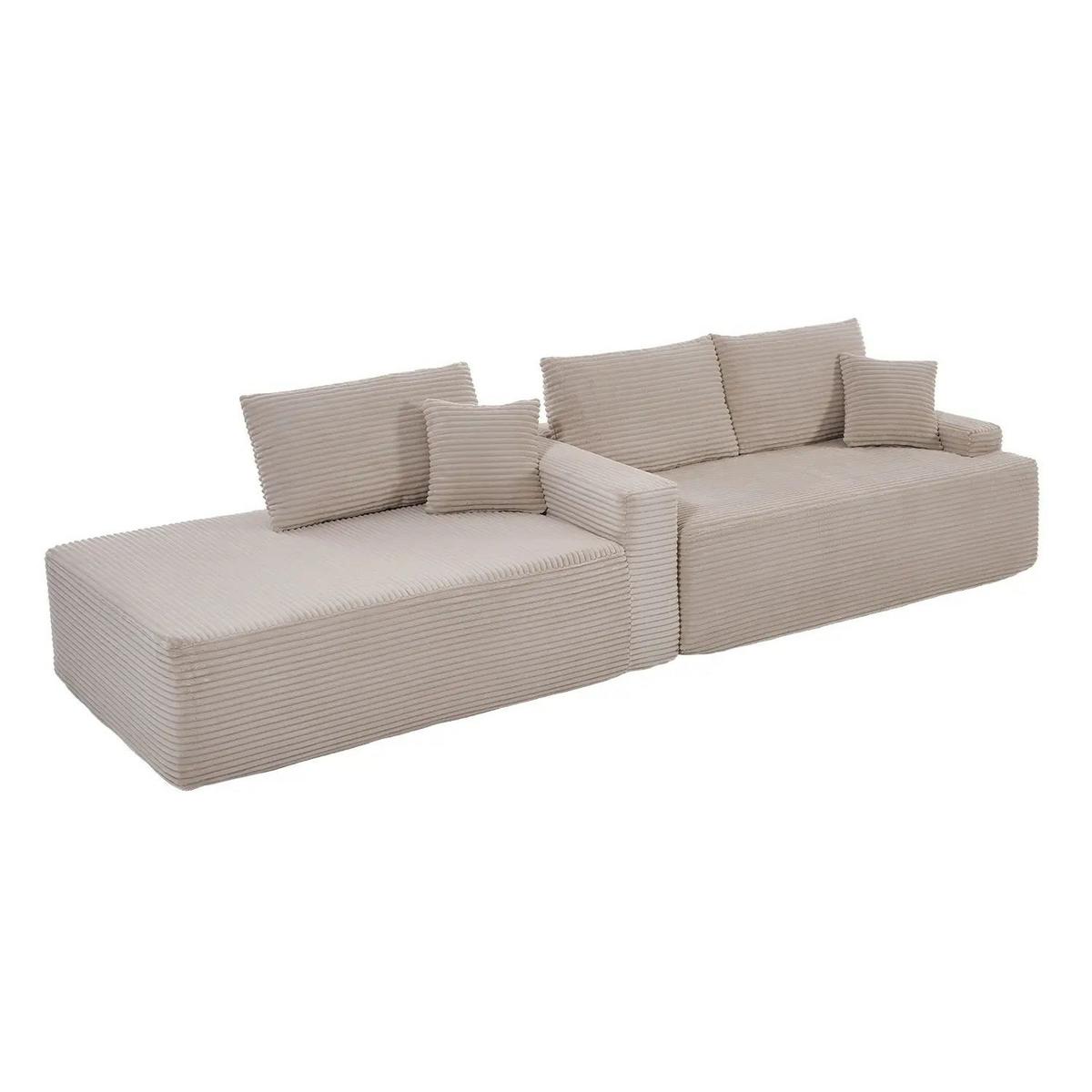 SOFA Corede taupe Cord - Taupe, Textil (155/250cm) - Juskys