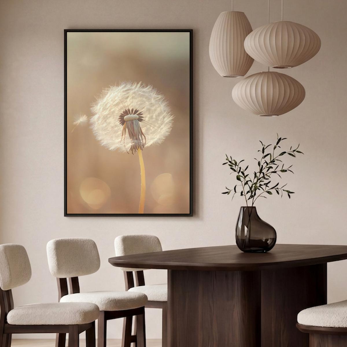 LEINWAND Bilder mit Rahmen - Löwenzahn - Beige - Natur - Blume - 80x120 - Hellbraun, Textil (80/120cm) - MuchoWow