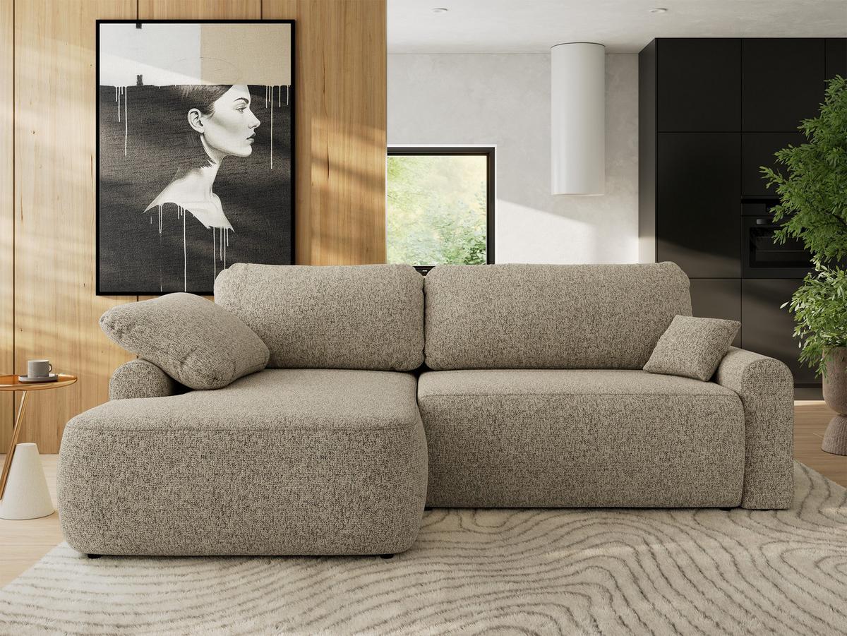 ECKSCHLAFSOFA CUBO L Dunkelbeige Struktur - links - Sandfarben/Beige, Kunststoff/Textil (273/187cm) - MKS