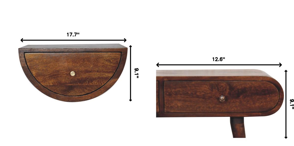 NACHTTISCH Levitate, Wandmontiert, 1 Schublade, Braun - Kastanienfarben/Messingfarben, Holz/Metall (45/23/32cm) - Artisan Furniture
