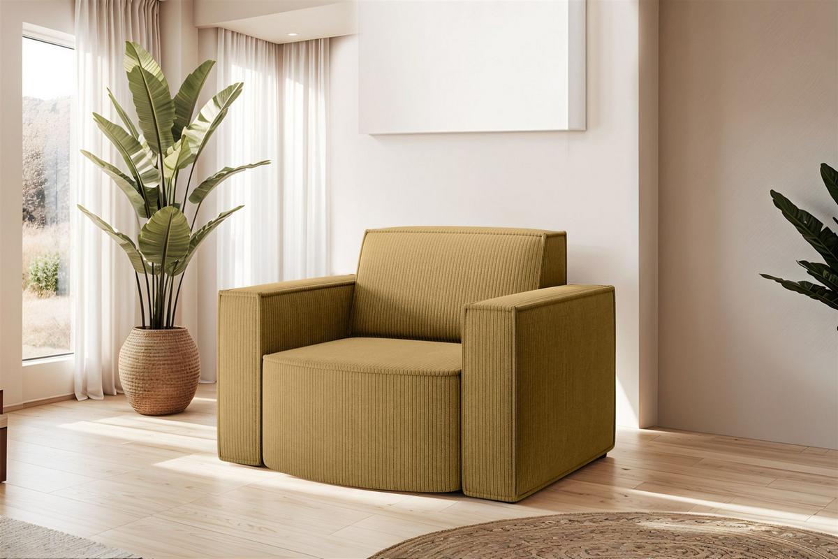 SOFASET Palma In Scala - Gelb, Holzwerkstoff/Textil (236/78/165cm) - Fun Möbel
