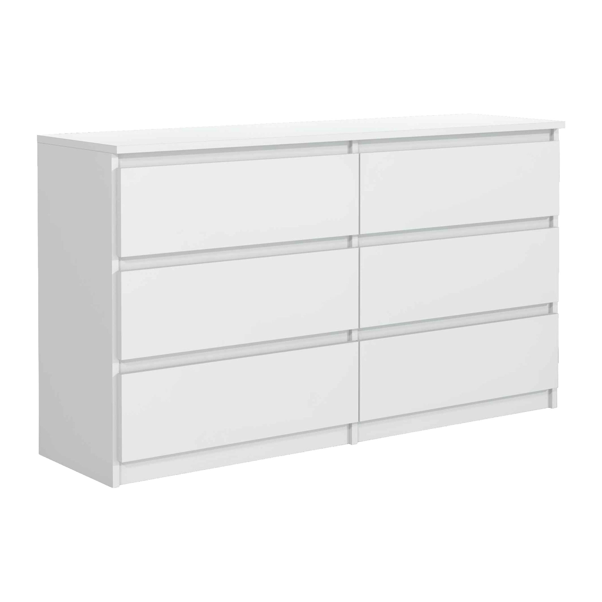 KOMMODE NUDO 138,5/78,5/39cm mit 6 Schubladen Türen Weiß - Weiß, Holzwerkstoff (138.5/78.5/39cm) - MASSENO