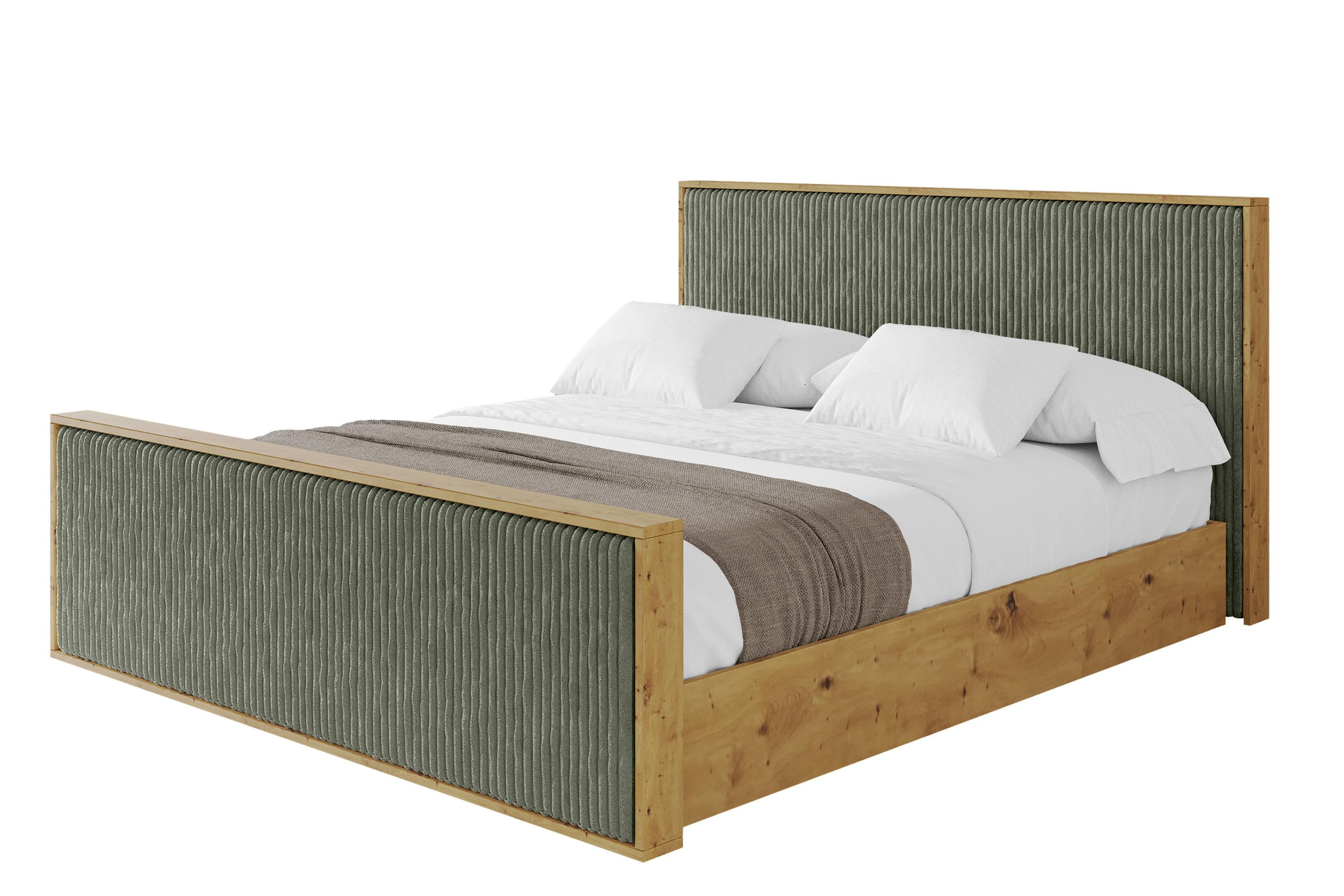 POLSTERBETT mit Bettkasten und Lattenrost, Boxbett mit Stauraum und Kopfteil ohne Matratze - ENZO10 180x200 Olivgrün - Olivgrün, Holzwerkstoff/Textil (180/200cm) - ALTDECOR