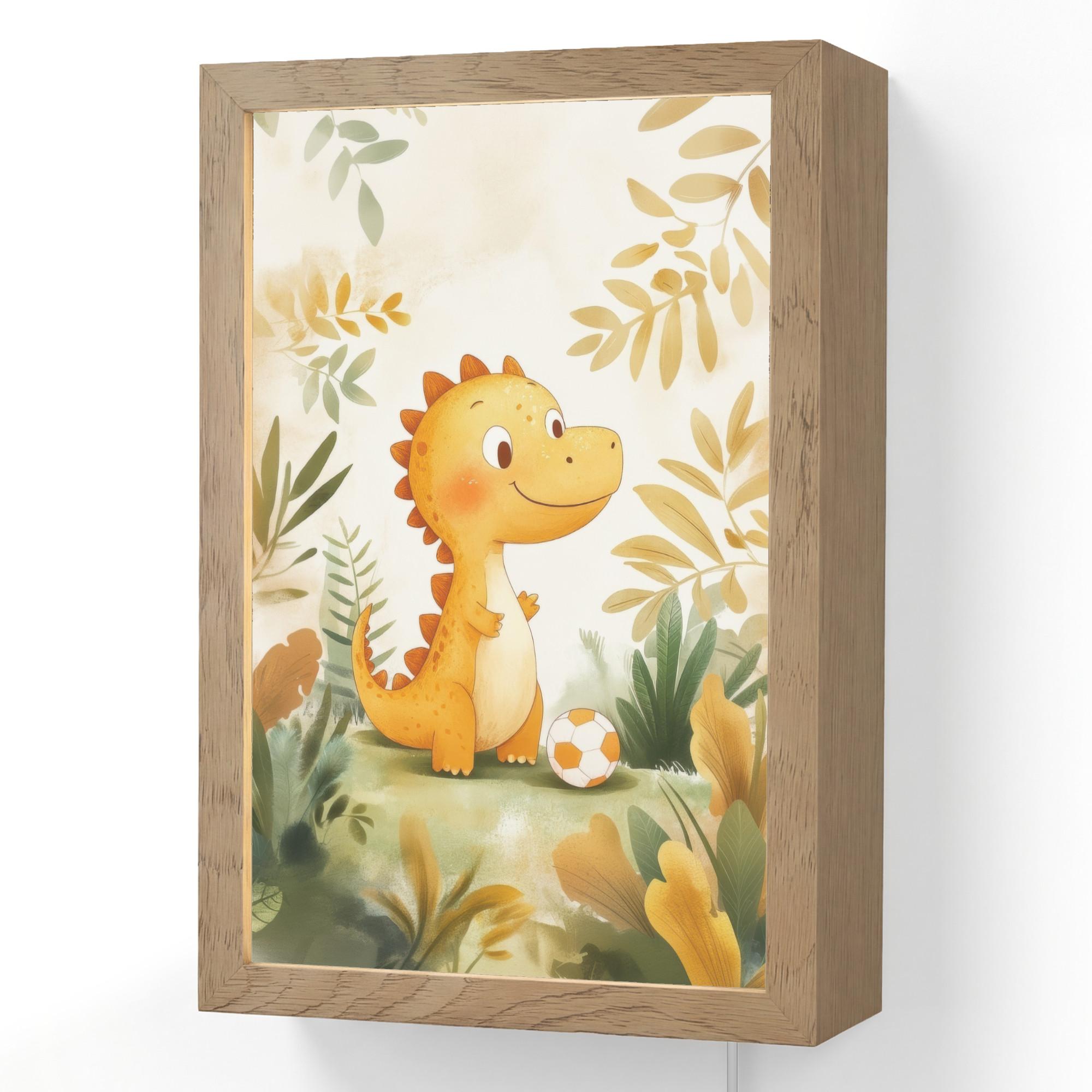 WANDLEUCHTE Dino - Fußball - Orange 20x30 cm - Beige, Holzwerkstoff (20/30/8cm) - OnlyWow