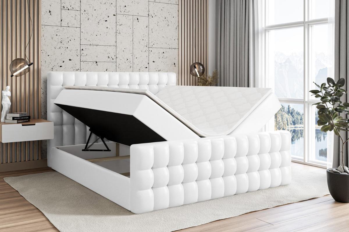 BOXBETT VIONE-Z - 140 x 200 - H4 - Weiß Hochglanz - Weiß, Holzwerkstoff (140/200cm) - ALTDECOR