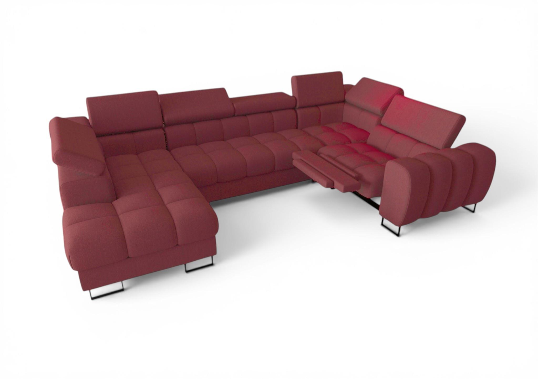 WOHNLANDSCHAFT Bastien Relax - Rot, Holzwerkstoff/Textil (198/95/350cm) - Fun Möbel