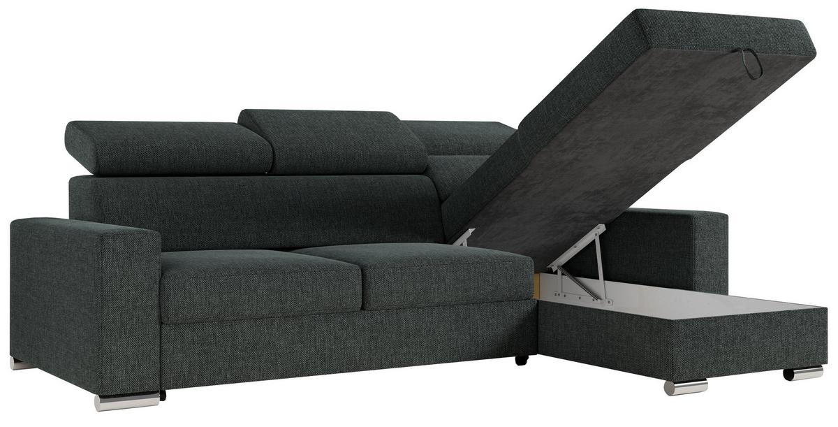 ECKSOFA FOX-L Dunkelgrau - Dunkelgrau/Silberfarben, Kunststoff/Textil (242/168cm) - MKS