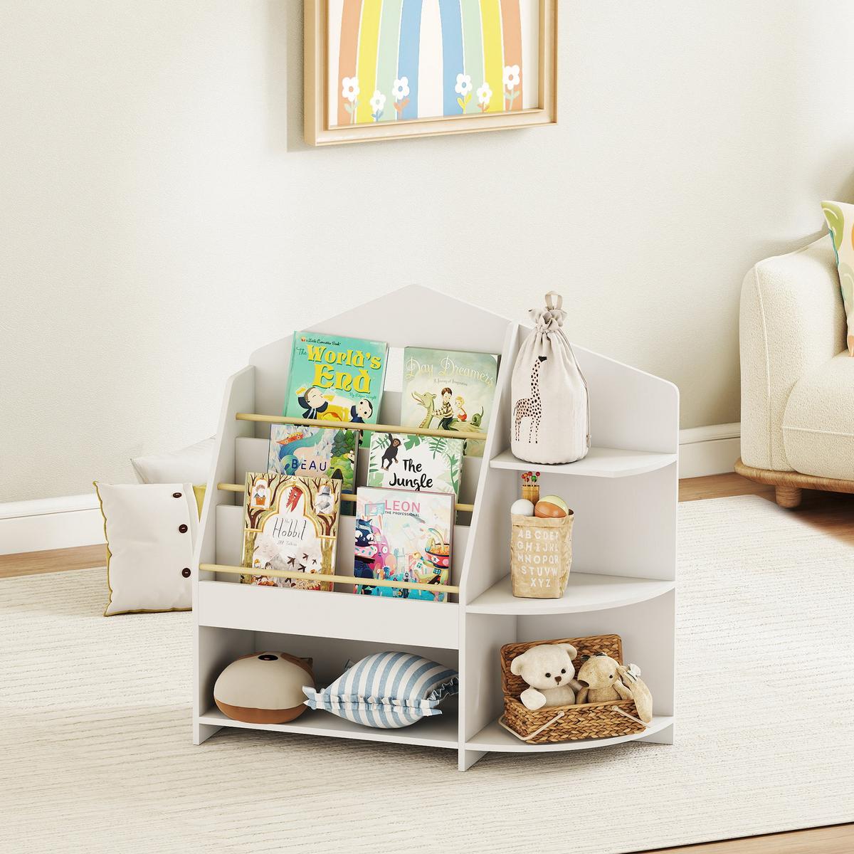 KINDERBÜCHERREGAL MDF Kiefernholz Weiß - Weiß, Holzwerkstoff (30/79.7/80cm) - AIYAPLAY