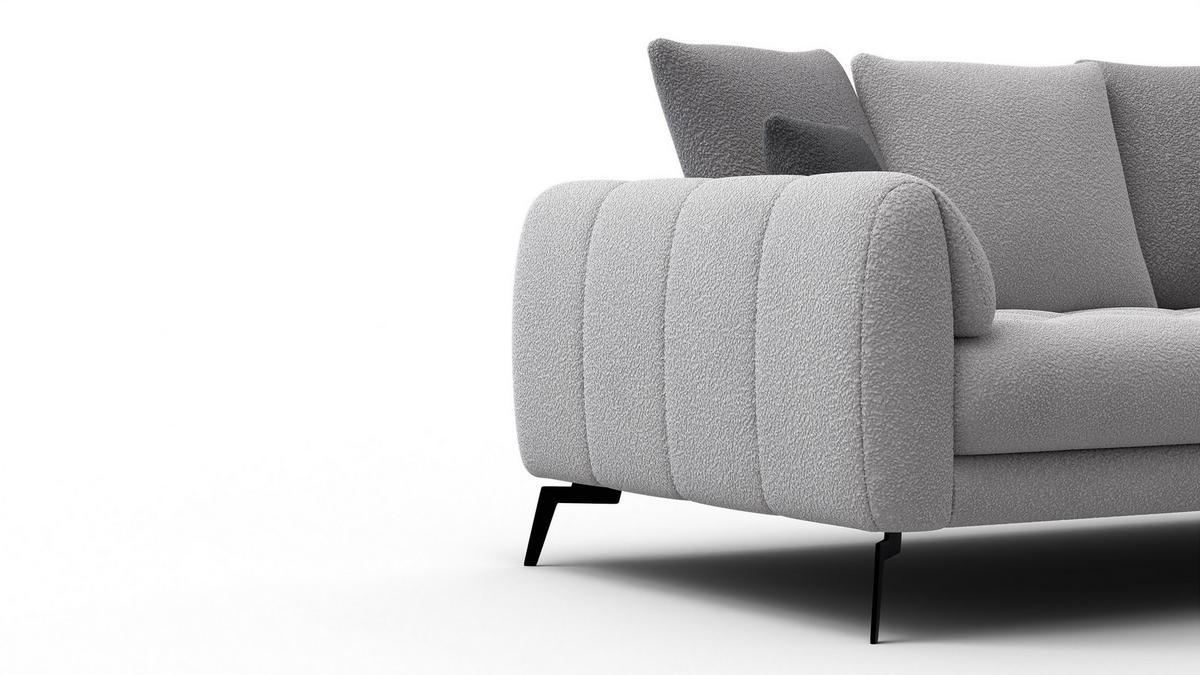 SOFA CALME 2,5-Sitzer, hellgrau und dunkelgrau - Hellgrau/Schwarz, Holz/Textil (199/92/108cm) - Wozimo