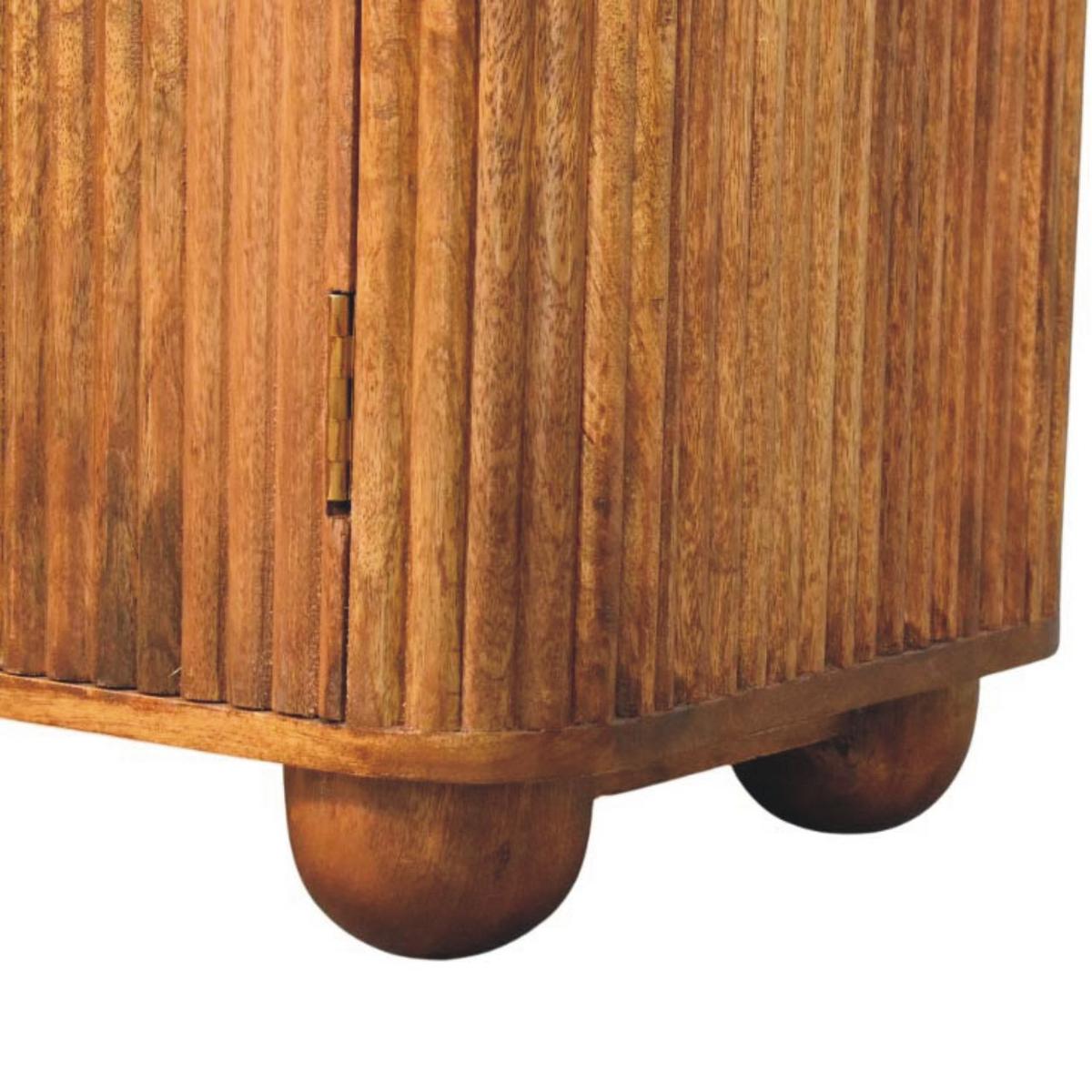 SIDEBOARD Solis Geriffelt Mini, 2 Türen und 2 Regale, Hellbraun - Hellbraun/Messingfarben, Holz/Metall (55/53/40cm) - Artisan Furniture