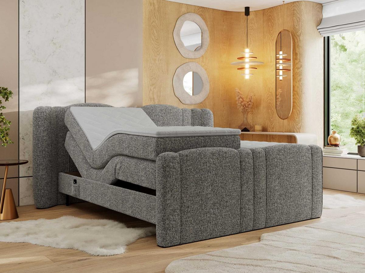 BOXBETT FORTINA 200/200 - Grau Struktur - H4 - Grau, Holz/Textil (200/200cm) - MKS