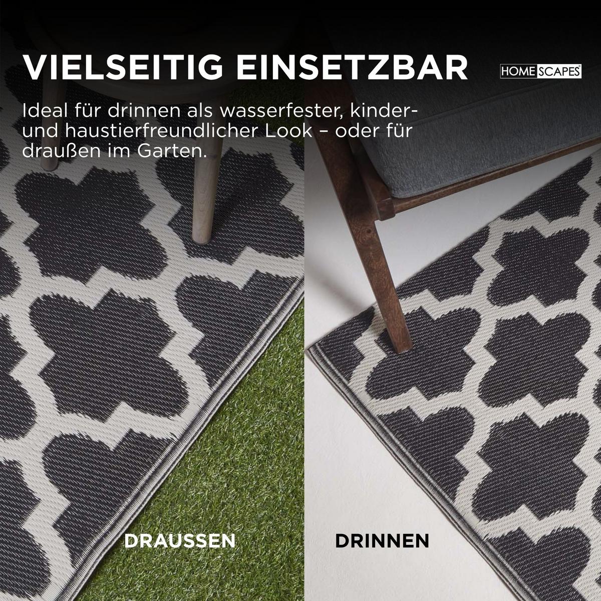 OUTDOORTEPPICH-LÄUFER Nola geometrisch gemustert 75/200 cm - Schwarz, Kunststoff (75/200cm) - Homescapes