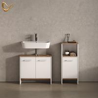 BADEZIMMERMÖBEL-SET Amalfi Weiß/Goldkraft Eiche 2 Teile - Honigeiche/Weiß, Holzwerkstoff (63.8/57/26.3cm) - Livinity®