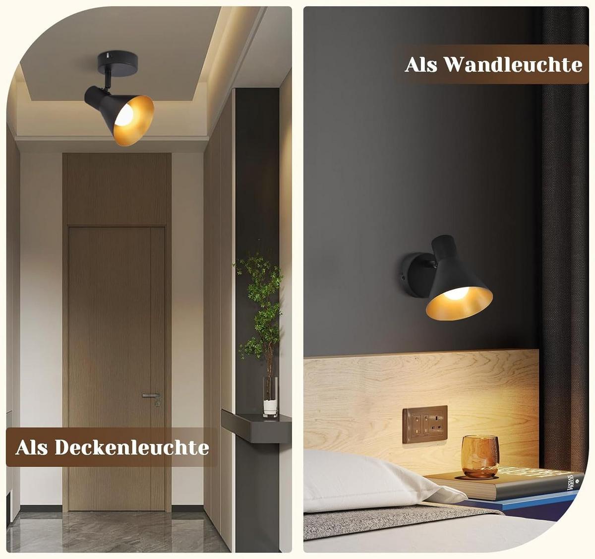 DECKENSTRAHLER Welle 1-flammig 18/18/18 cm - Schwarz, Metall (18/18/18cm) - Nettlife