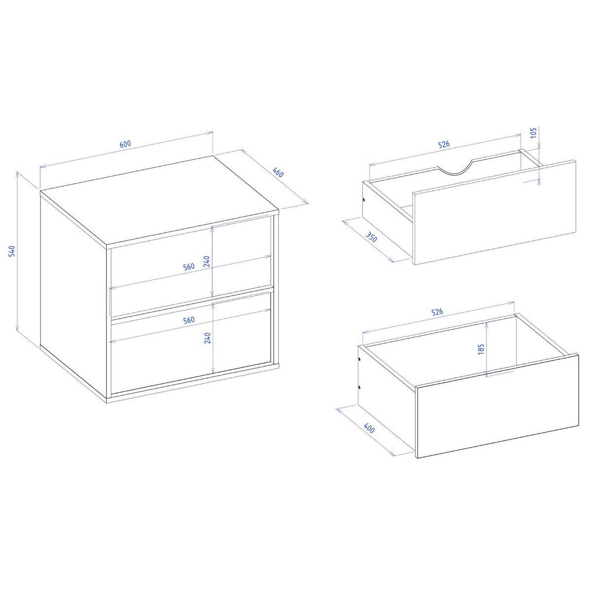 BADMÖBEL-SET Mali 2 Teile Walnuss Braun - 60 x 46 x 54 cm - Eichefarben, Holz (60/54/46cm) - Badplaats