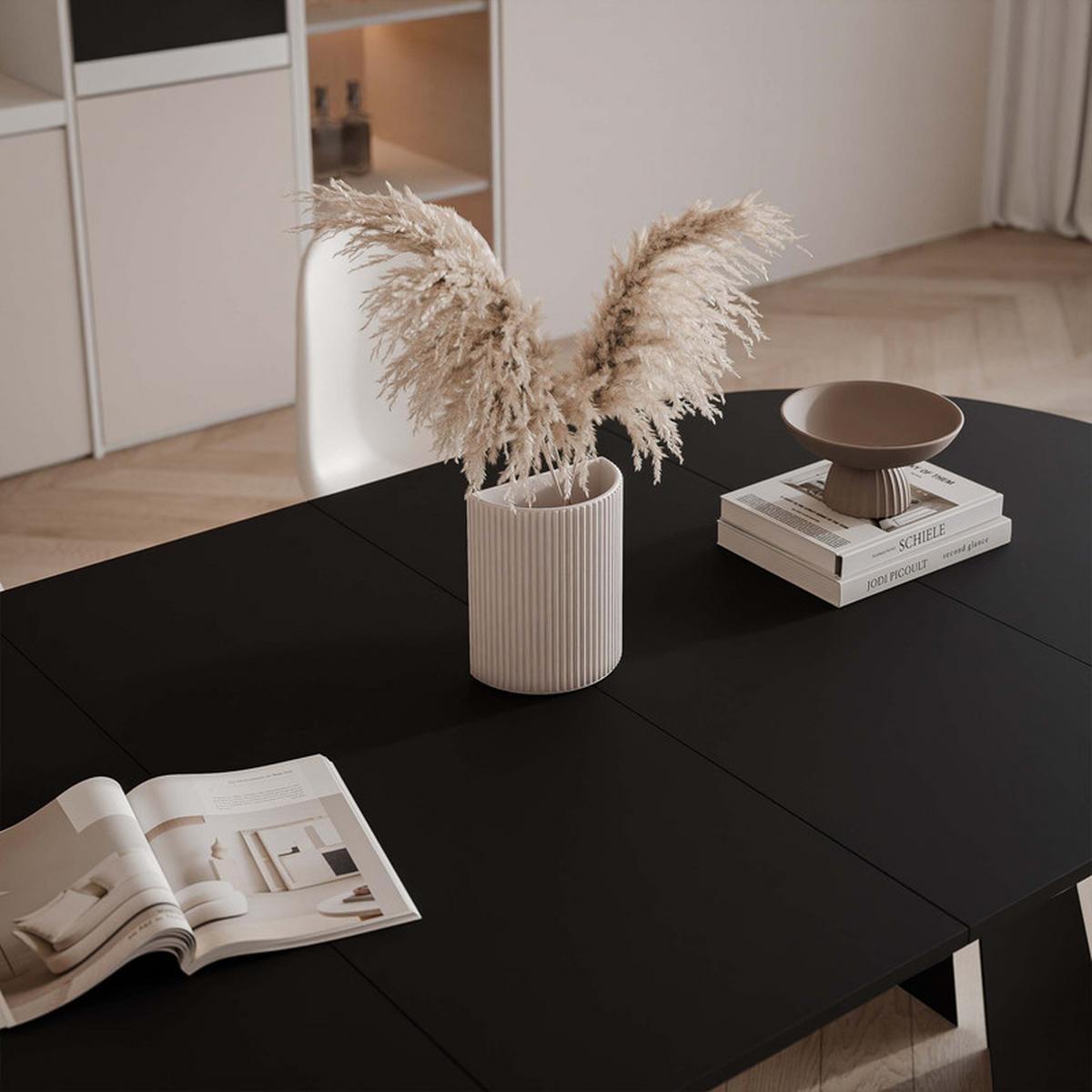 AUSZIEHTISCH FORTE 120/76 cm, Schwarz - Schwarz, Holzwerkstoff/Metall (120/120/76cm) - Idohome