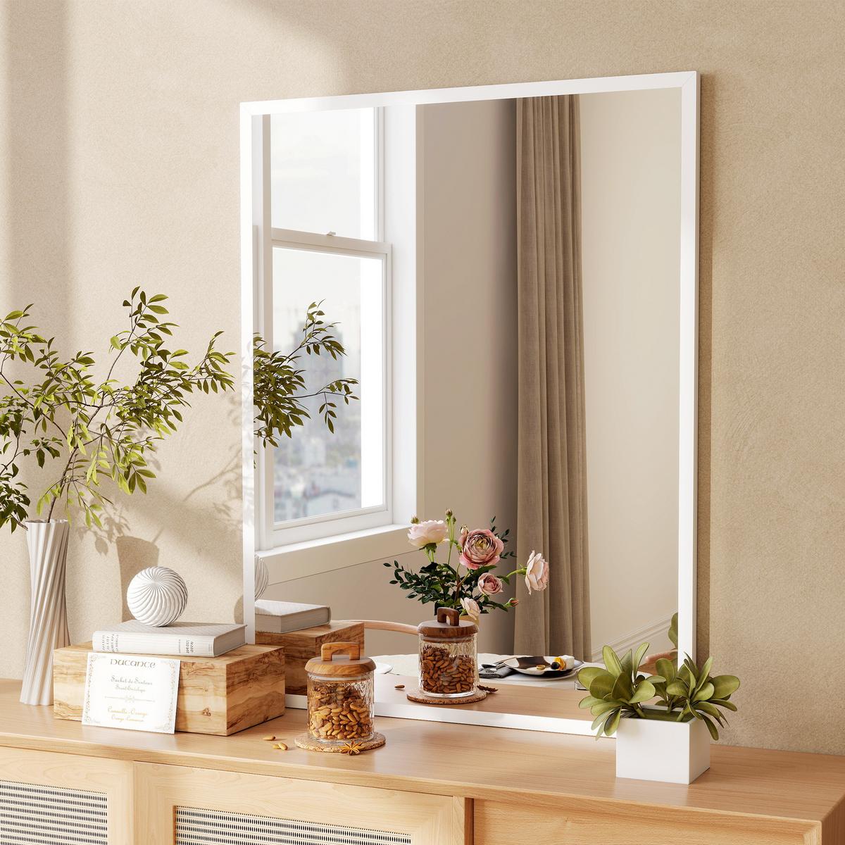 WANDSPIEGEL MDF Glas Weiß - Weiß, Holzwerkstoff (2/90/70cm) - HOMCOM