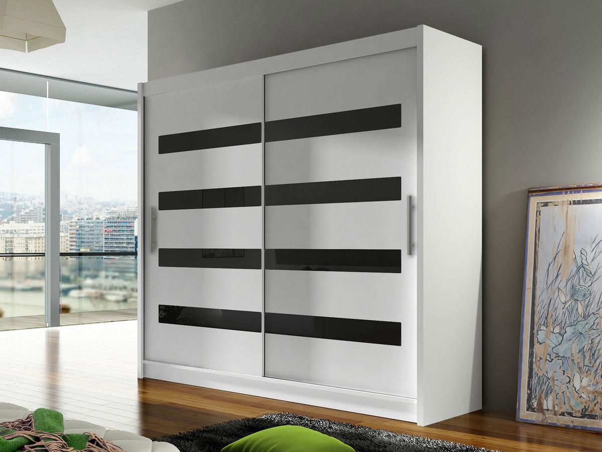 KLEIDERSCHRANK London XI - Silberfarben/Weiß, Holzwerkstoff/Kunststoff (180/215/58cm) - MIRJAN24