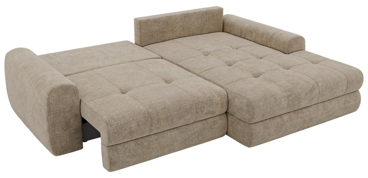 ECKSOFA ARELIA L - Beige Schenille grob gewebt - Links Seite - Beige/Schwarz, Kunststoff/Textil (292/205cm) - MKS