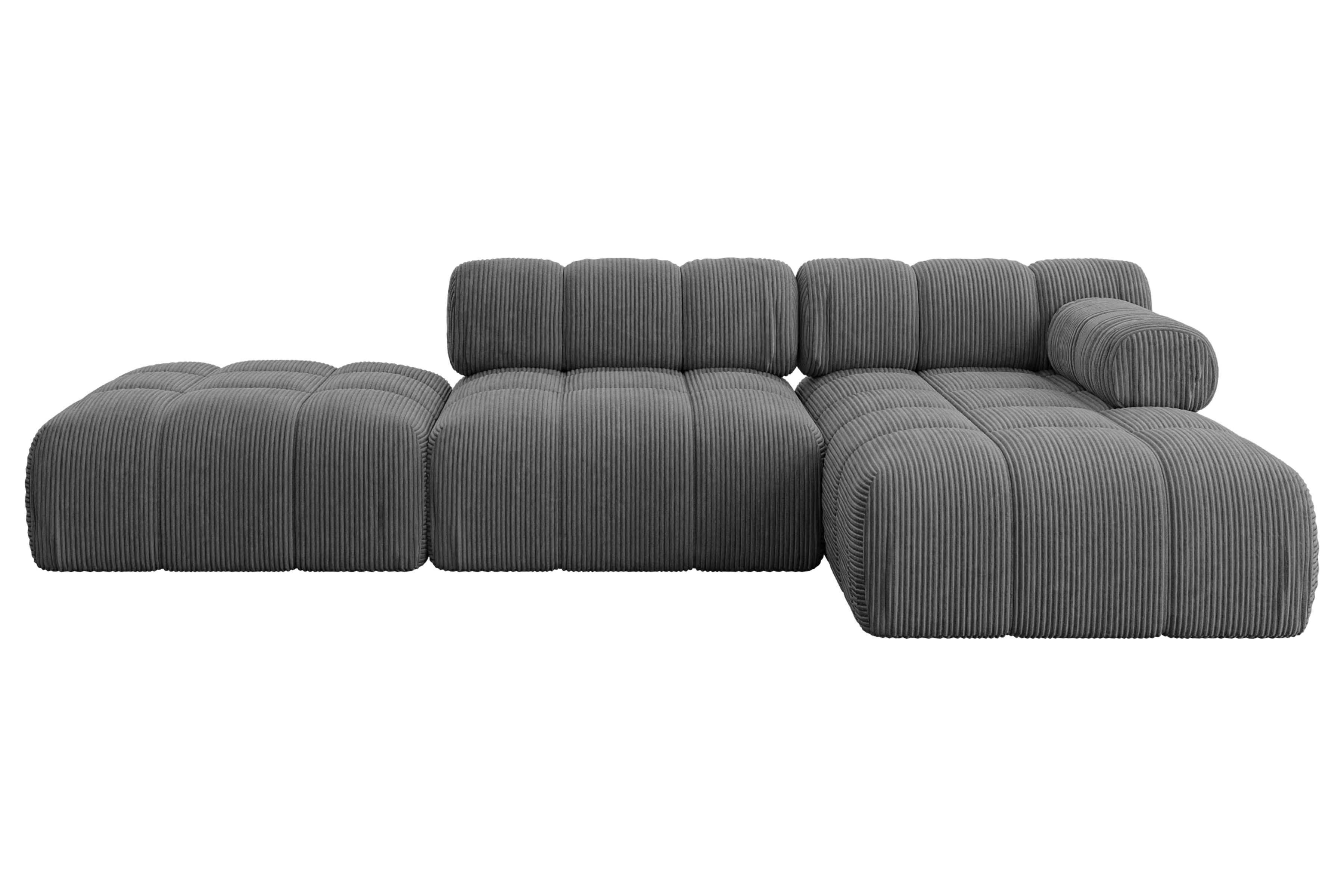 ECKSOFA modulares Sofa Lizur-L1 - 285x160x70 cm Dunkelgrau Cord - Dunkelgrau, Holzwerkstoff/Textil (285/160cm) - ALTDECOR