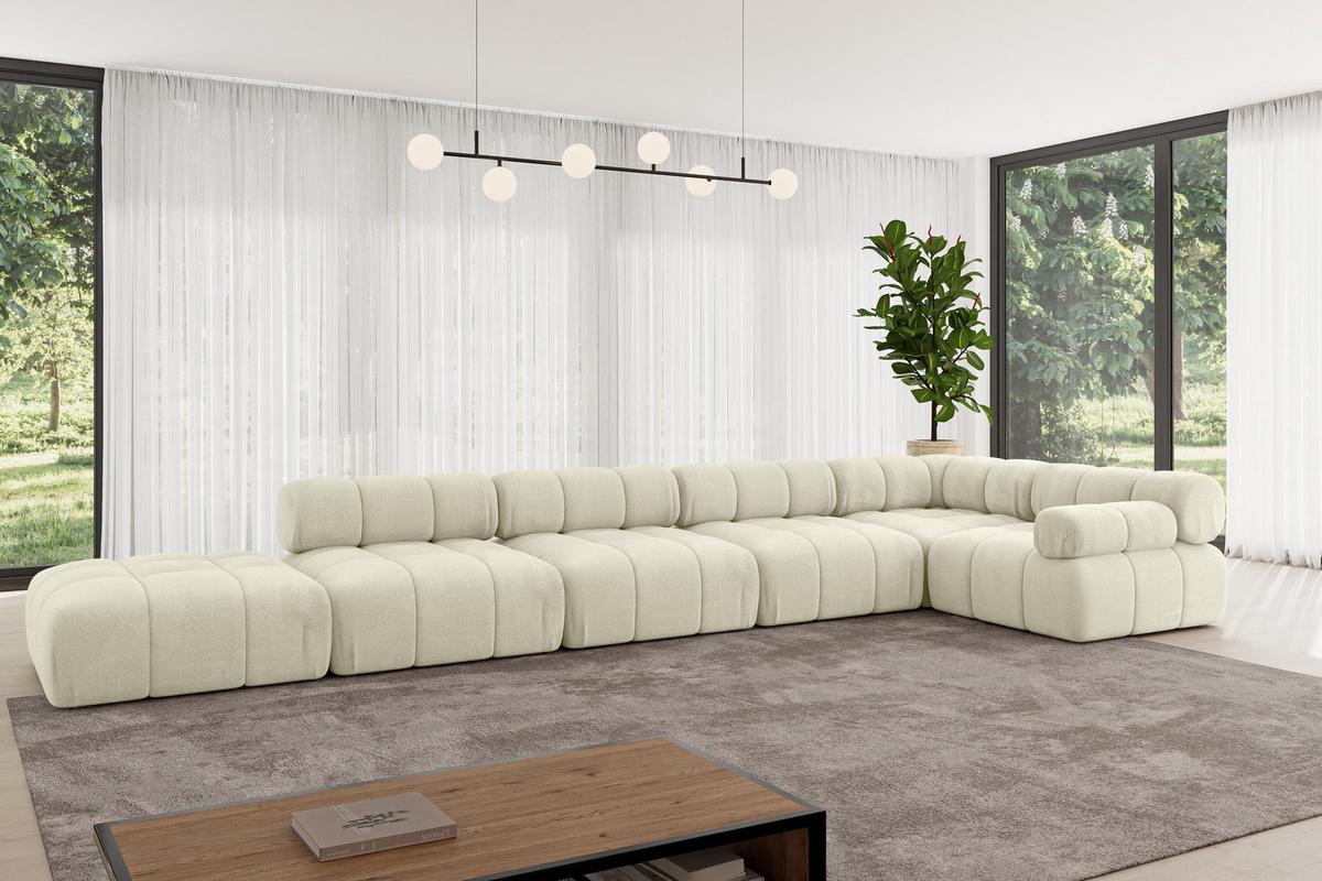 ECKSOFA modulares Sofa Felto-L3 - 475x190x70 cm Beige Velours - Beige, Holzwerkstoff/Textil (475/190cm) - ALTDECOR
